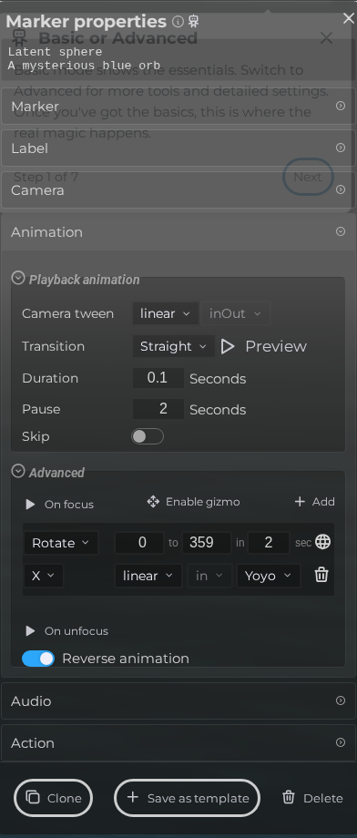 Marker Properties – Animation