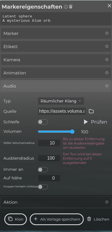 Markereigenschaften - Audio