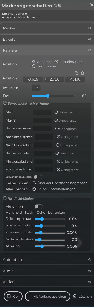 Markereigenschaften - Blickpunkt