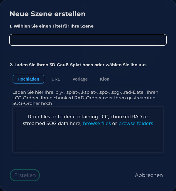 Dialog „Szene erstellen“