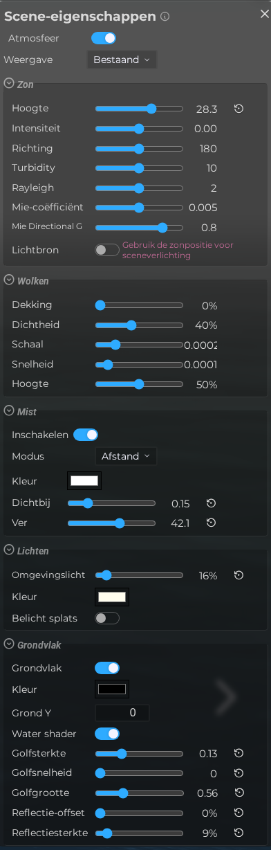 Scène-eigenschappen – Omgeving
