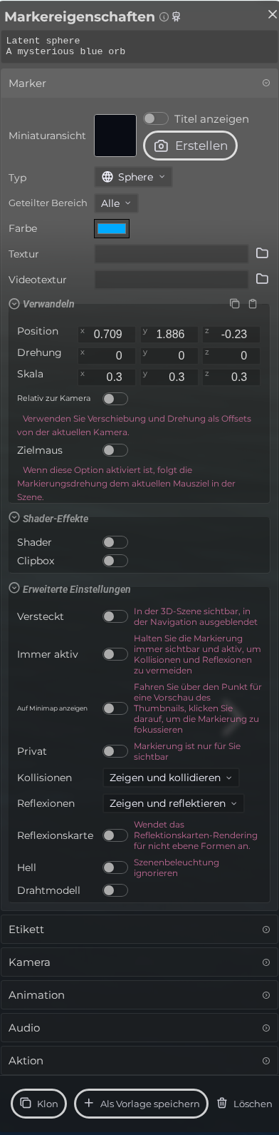 Markereigenschaften - Darstellung