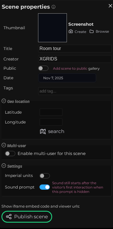 Scene Properties – Meta (LCC)