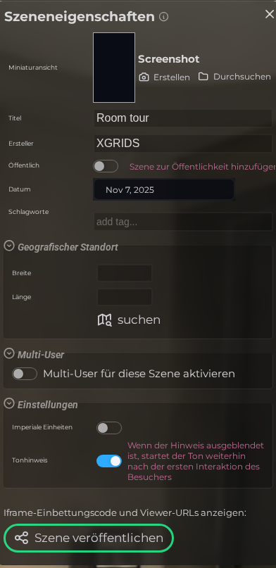 Szeneneigenschaften - Metadaten (LCC)