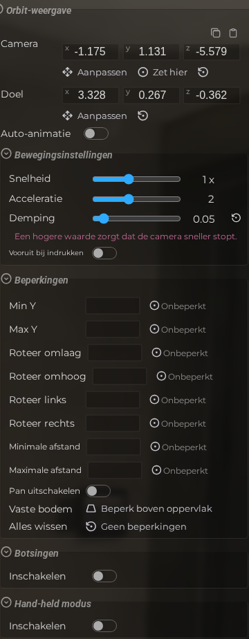 Scène-eigenschappen – Camera – Orbit (LCC)
