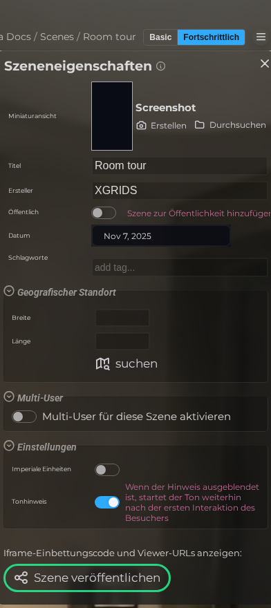 Szeneneigenschaften (LCC)