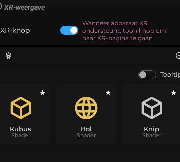 Scène-eigenschappen – Camera – XR